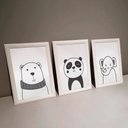 Ver imagem 3 de Kit 3 Quadros Decorativos Animais Preto e Branco 24x34cm MDF