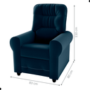 Ver imagem 2 de Poltrona Reclinável Lyon Veludo Azul 83cm com Reclinação Manual para Sala e Descanso