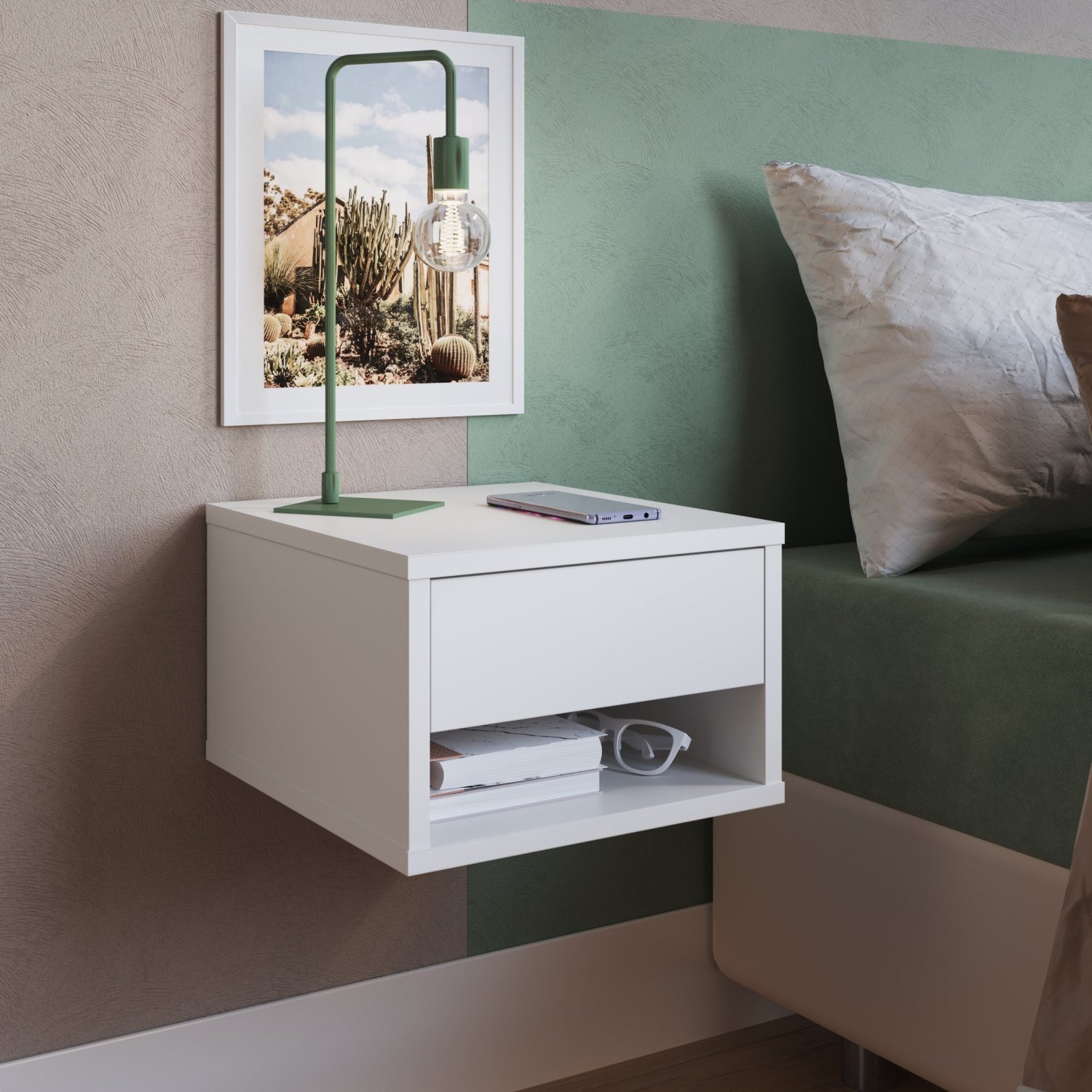 Mesa de Cabeceira Suspensa com 1 Gaveta Slim é boa?