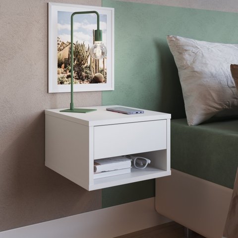 Mesa de Cabeceira Suspensa com 1 Gaveta Slim