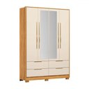 Ver imagem 2 de Guarda-roupa Casal Domo 4 Portas 4 Gavetas com Espelho Cinamomo/off White - Demóbile