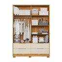 Ver imagem 3 de Guarda-roupa Casal Domo 4 Portas 4 Gavetas com Espelho Cinamomo/off White - Demóbile