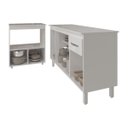 Ver imagem 5 de Armário Gabinete Camila 138 Cm com Tampo Tampão e Balcão Amanda para Forno e Microondas Branco