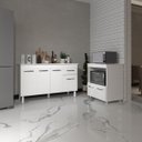 Ver imagem 2 de Armário Gabinete Camila 138 Cm com Tampo Tampão e Balcão Amanda para Forno e Microondas Branco