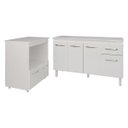 Ver imagem 1 de Armário Gabinete Camila 138 Cm com Tampo Tampão e Balcão Amanda para Forno e Microondas Branco