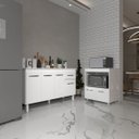 Ver imagem 6 de Armário Gabinete Camila 138 Cm com Tampo Tampão e Balcão Amanda para Forno e Microondas Branco