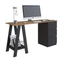 Ver imagem 4 de Mesa Escrivaninha Cavalete com Gavetas 3 Gavetas 135cm Mel E Preto