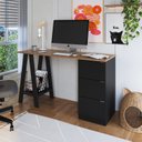 Ver imagem 1 de Mesa Escrivaninha Cavalete com Gavetas 135cm Mel e Preto