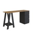 Ver imagem 2 de Mesa Escrivaninha Cavalete com Gavetas 135cm Mel e Preto