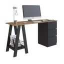 Ver imagem 4 de Mesa Escrivaninha Cavalete com Gavetas 135cm Mel e Preto