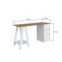 Ver imagem 3 de Mesa Escrivaninha Cavalete com Gavetas 135cm Mel e Branco