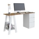 Ver imagem 4 de Mesa Escrivaninha Cavalete com Gavetas 3 Gavetas 135cm Mel E Branco