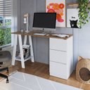 Ver imagem 1 de Mesa Escrivaninha Cavalete com Gavetas 3 Gavetas 135cm Mel E Branco