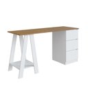 Ver imagem 2 de Mesa Escrivaninha Cavalete com Gavetas 135cm Mel e Branco