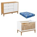 Ver imagem 1 de Berço Americano e Cômoda Sapateira Unique Branco Soft Freijó Eco Wood com Colchão Ortobom - Matic