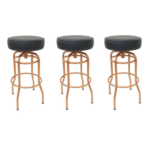 Kit 3 Unidades Banqueta Altura 65cm Bar Giratória cor Cobre assento preto Poltronas do Sul Banqueta 
