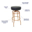 Ver imagem 3 de Kit 3 Unidades Banqueta Altura 65cm Bar Giratória cor Cobre assento preto Poltronas do Sul Banqueta