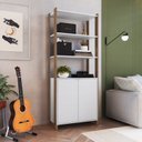 Ver imagem 1 de Estante Armário Multiuso 2 Portas e 4 Prateleiras Branco/Mel