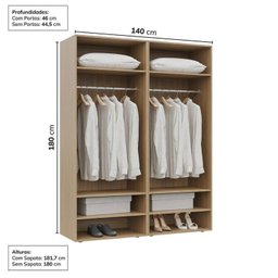 Guarda-roupa 2 Módulos 4 Portas 6 Prateleiras Frame Cabecasa madeiramadeira - 4