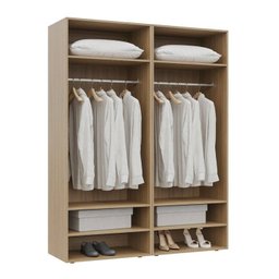 Guarda-roupa 2 Módulos 4 Portas 6 Prateleiras Frame Cabecasa madeiramadeira - 12