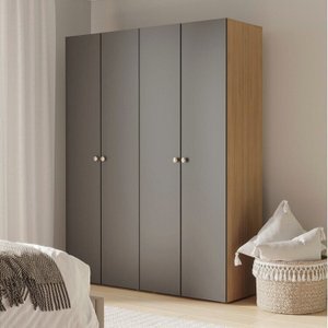 Guarda-roupa 2 Módulos 4 Portas 6 Prateleiras Frame Cabecasa madeiramadeira
