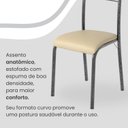 Ver imagem 7 de Conjunto Sala de Jantar Mesa Retangular 120x75cm Tampo Granito Topázio 4 Cadeiras Marselha Prata/Creme/Mart