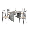 Ver imagem 2 de Conjunto Sala de Jantar Mesa Retangular 120x75cm Tampo Granito Topázio 4 Cadeiras Marselha Prata/Creme/Mart
