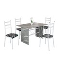 Ver imagem 2 de Conjunto Sala de Jantar Mesa Retangular 120x75cm Tampo Granito Topázio 4 Cadeiras Marselha Branco/Preto Floral