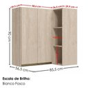 Ver imagem 3 de Armario Aereo de Canto 2 Portas 3 Nichos MDF 86x90 cm Kali 193661 Bianco Toq Nicioli