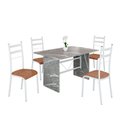 Ver imagem 2 de Conjunto Sala de Jantar Mesa Retangular 120x75cm Tampo Granito Topázio 4 Cadeiras Marselha Branco/C. Marrom