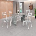 Ver imagem 1 de Conjunto Sala de Jantar Mesa Retangular 120x75cm Tampo Granito Topázio 4 Cadeiras Marselha Branco/Paraopeba