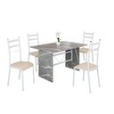 Ver imagem 2 de Conjunto Sala de Jantar Mesa Retangular 120x75cm Tampo Granito Topázio 4 Cadeiras Marselha Branco/Creme