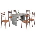 Ver imagem 2 de Conjunto Sala de Jantar Mesa Retangular 140x75cm Tampo Granito Topázio 6 Cadeiras Marselha Marrom/C.