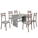 Ver imagem 2 de Conjunto Sala de Jantar Mesa Retangular 140x75cm Tampo Granito Topázio 6 Cadeiras Marselha Marrom/Paraopeba