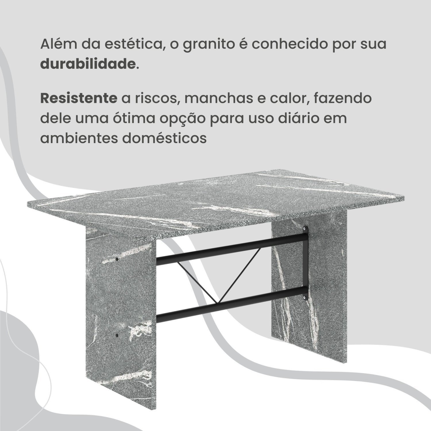 Conjunto Sala de Jantar Mesa Retangular 140x75cm Tampo Granito Topázio 6 Cadeiras Marselha - 8