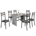 Ver imagem 2 de Conjunto Sala de Jantar Mesa Retangular 140x75cm Tampo Granito Topázio 6 Cadeiras Marselha Preto/Floral/Fosco