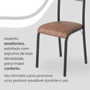 Ver imagem 7 de Conjunto Sala de Jantar Mesa Retangular 140x75cm Tampo Granito Topázio 6 Cadeiras Marselha Preto/C. Marrom/Fosco