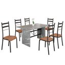 Ver imagem 2 de Conjunto Sala de Jantar Mesa Retangular 140x75cm Tampo Granito Topázio 6 Cadeiras Marselha Preto/C. Marrom/Fosco