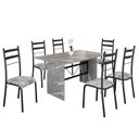 Ver imagem 2 de Conjunto Sala de Jantar Mesa Retangular 140x75cm Tampo Granito Topázio 6 Cadeiras Marselha
