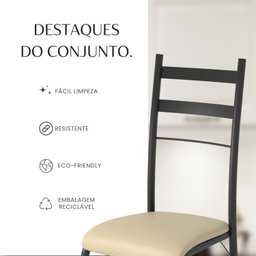 Conjunto Sala de Jantar Mesa Retangular 140x75cm Tampo Granito Topázio 6 Cadeiras Marselha - 10