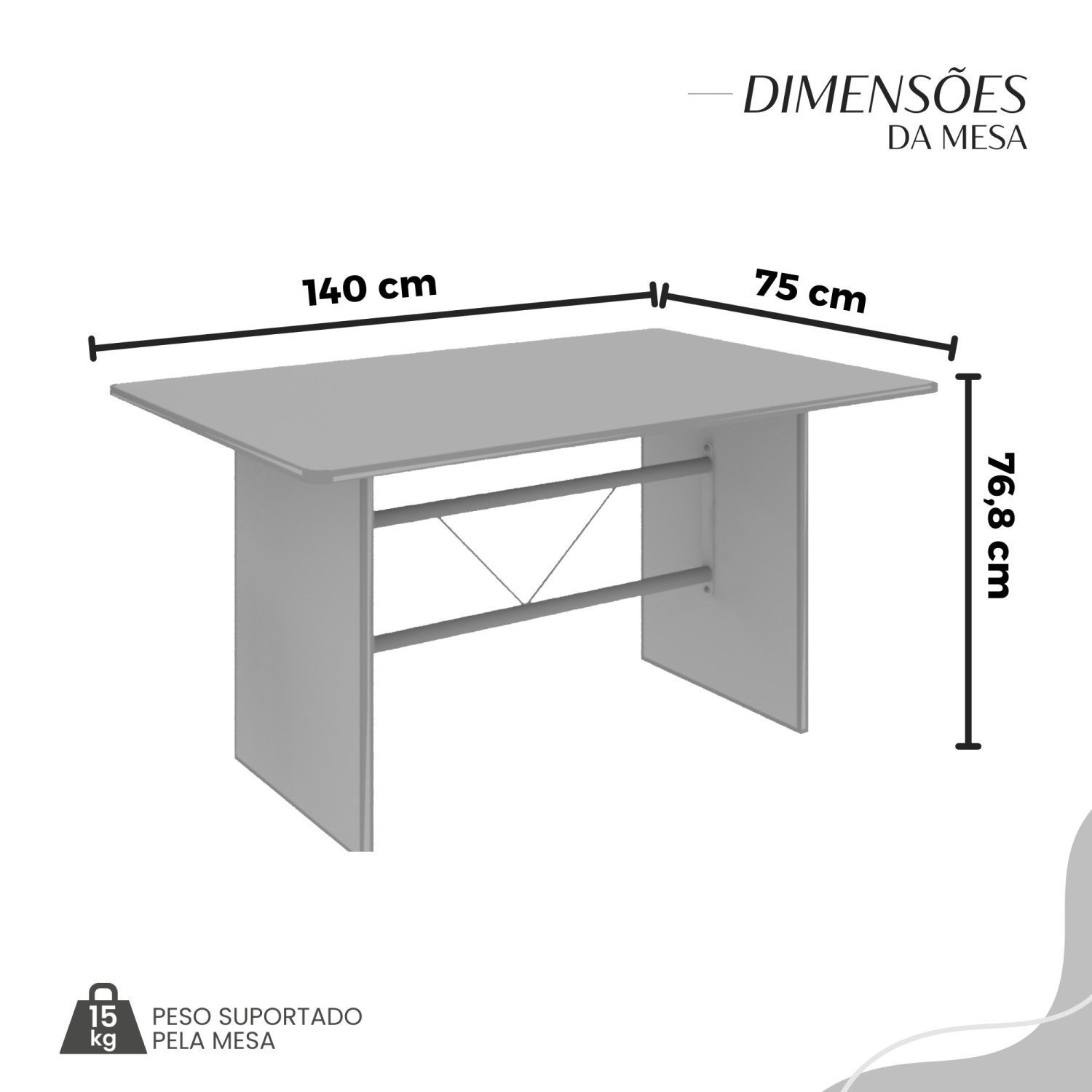 Conjunto Sala de Jantar Mesa Retangular 140x75cm Tampo Granito Topázio 6 Cadeiras Marselha - 3