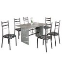Ver imagem 2 de Conjunto Sala de Jantar Mesa Retangular 140x75cm Tampo Granito Topázio 6 Cadeiras Marselha Prata/Preto Floral/Mart
