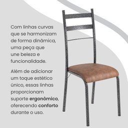 Conjunto Sala de Jantar Mesa Retangular 140x75cm Tampo Granito Topázio 6 Cadeiras Marselha - 6