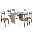 Ver imagem 2 de Conjunto Sala de Jantar Mesa Retangular 140x75cm Tampo Granito Topázio 6 Cadeiras Marselha