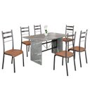 Ver imagem 2 de Conjunto Sala de Jantar Mesa Retangular 140x75cm Tampo Granito Topázio 6 Cadeiras Marselha Prata/C. Marrom/Mart