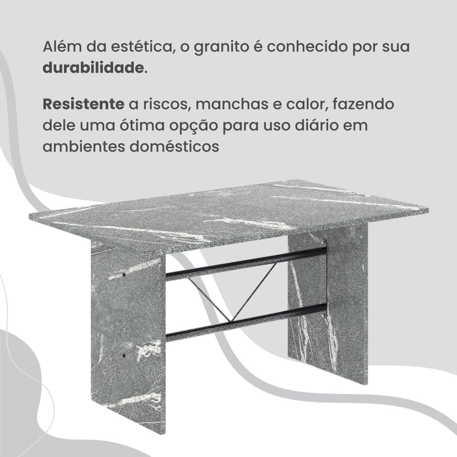 Conjunto Sala de Jantar Mesa Retangular 140x75cm Tampo Granito Topázio 6 Cadeiras Marselha - 8