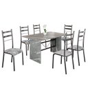 Ver imagem 2 de Conjunto Sala de Jantar Mesa Retangular 140x75cm Tampo Granito Topázio 6 Cadeiras Marselha Prata/Paraopeba/Mart