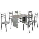 Ver imagem 2 de Conjunto Sala de Jantar Mesa Retangular 140x75cm Tampo Granito Topázio 6 Cadeiras Marselha