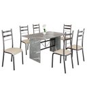 Ver imagem 2 de Conjunto Sala de Jantar Mesa Retangular 140x75cm Tampo Granito Topázio 6 Cadeiras Marselha