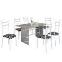 Ver imagem 2 de Conjunto Sala de Jantar Mesa Retangular 140x75cm Tampo Granito Topázio 6 Cadeiras Marselha Branco/Preto Floral